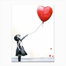 Little Girl With Red Balloon Canvas Print