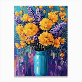 Flowers In A Blue Vase 1 Canvas Print