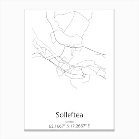 Solleftea,Sweden Minimalist Map Canvas Print