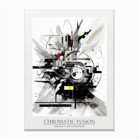 Chromatic Fusion Abstract Black And White 3 Poster Canvas Print