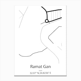 Ramat Gan,Israel Minimalist Map Canvas Print