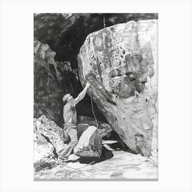 Bouldering Project Austin Texas Black And White Drawing 2 Canvas Print