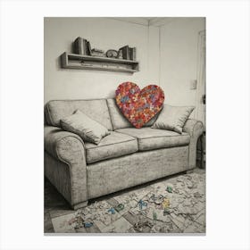 Heart On The Couch Canvas Print