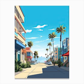 Venice Beach California, Usa, Flat Illustration 3 Canvas Print