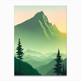 Misty Mountains Vertical Composition In Green Tone 50 Canvas Print