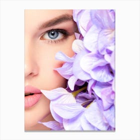 Beautiful Woman With Flowers Canvas Print