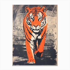 Tiger, Woodblock Animal  Drawing 2 Canvas Print