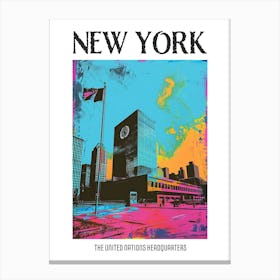 The United Nations Headquarters New York Colourful Silkscreen Illustration 4 Poster Canvas Print