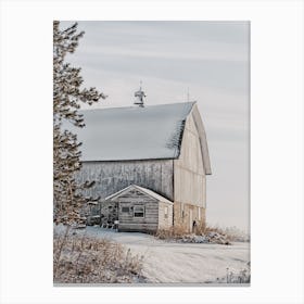 Winter Barn Scenery Canvas Print