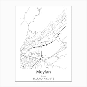 Meylan,France Minimalist Map Canvas Print