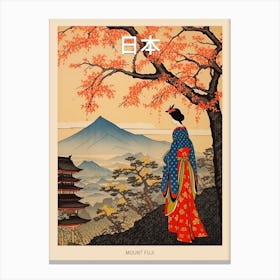Mount Fuji, Japan Vintage Travel Art 4 Poster Canvas Print