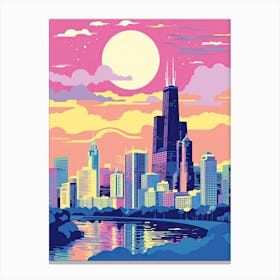 Chicago In Risograph Style 3 Canvas Print