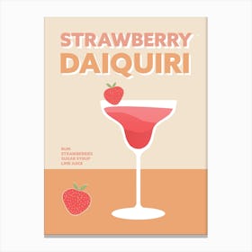Strawberry Daiquiri Cocktail Colourful Wall Canvas Print