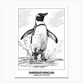 Penguin Jumping Out Of Water Poster 1 Canvas Print