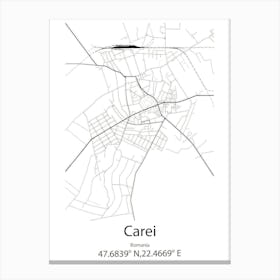 Carei,Romania Minimalist Map Canvas Print