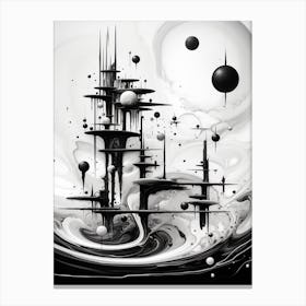 Parallel Universes Abstract Black And White 1 Canvas Print