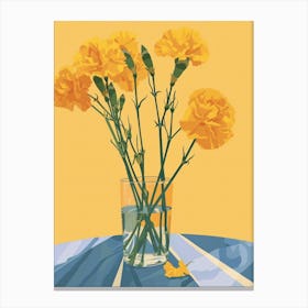 Carnation Flowers On A Table   Contemporary Illustration 2 Canvas Print