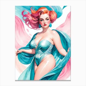 Portrait Of A Curvy Woman Wearing A Sexy Costume (8) Canvas Print