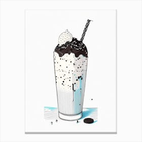 Cookies And Cream Milkshake Dairy Food Minimal Line Drawing Canvas Print