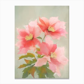 Poinsettia Flowers Acrylic Painting In Pastel Colours 3 Canvas Print