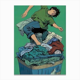 "Trash Can Triumph: Asaf Hanuka's Urban Escapade" Canvas Print