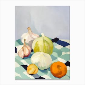 Garlic Tablescape vegetable Canvas Print