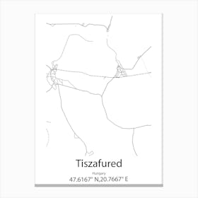 Tiszafured,Hungary Minimalist Map Canvas Print