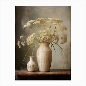 Queen Anne S Lace, Autumn Fall Flowers Sitting In A White Vase, Farmhouse Style 2 Canvas Print