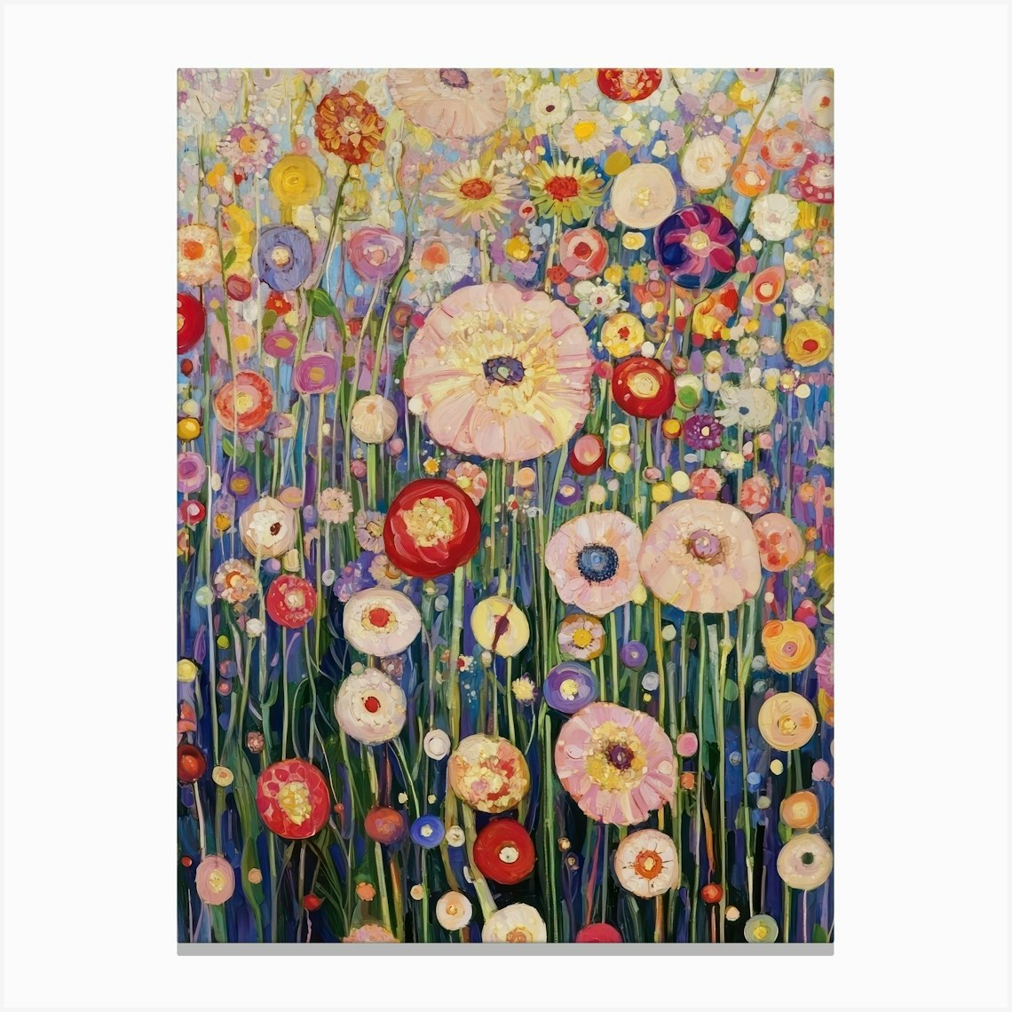 Gustav Klimt Print Flower Garden Poster Klimt Exhibition Poster Painting Wildflowers Full Canvas Print by Mambo