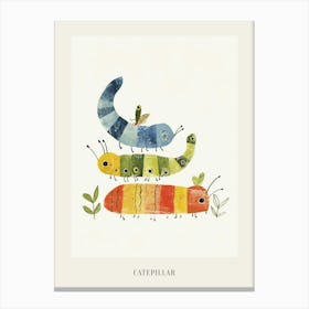 Colourful Insect Illustration Catepillar 6 Poster Canvas Print
