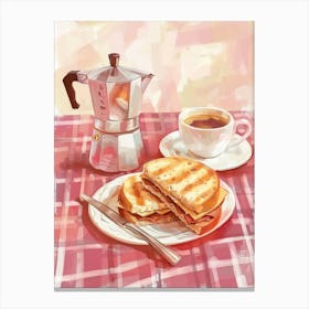 Pink Breakfast Food Panini 1 Canvas Print