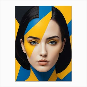 Geometric Woman Portrait Pop Art Fashion Yellow (16) Canvas Print