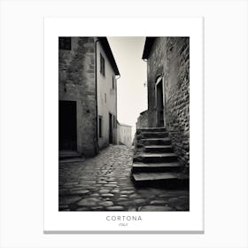 Poster Of Cortona, Italy, Black And White Analogue Photography 3 Canvas Print
