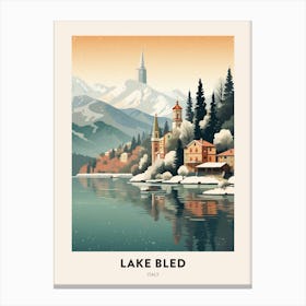 Vintage Winter Travel Poster Lake Como Italy 2 Canvas Print