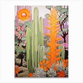 Mexican Style Cactus Illustration Carnegiea Gigantea Cactus 1 Canvas Print