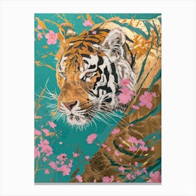 Tiger In Bloom 5 Canvas Print