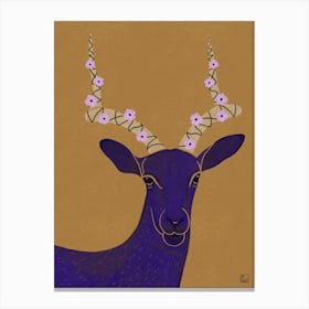Mountain Goat With Flowers Canvas Print