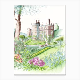 Powys Castle And Garden, United Kingdom Vintage Pencil Drawing Canvas Print