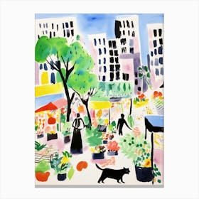 The Food Market In New York 1 Illustration Canvas Print