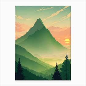 Misty Mountains Vertical Composition In Green Tone 144 Canvas Print