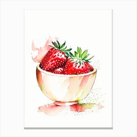 Bowl Of Strawberries, Fruit, Minimalist Watercolour 2 Canvas Print