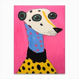 Pink Polka Dot Ferret Canvas Print