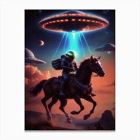 Alien On Horseback, UFOs,  SciFi, Otherworldly Aesthetic  Canvas Print