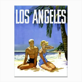 Los Angeles, Young Couple On The Beach Canvas Print