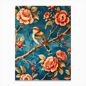 Bird On A Branch Inspired by William Morris 2 Canvas Print