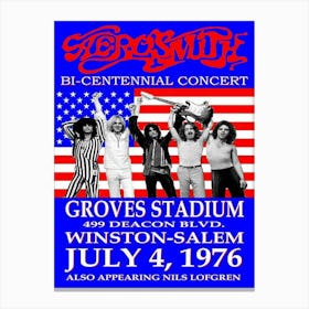 Aerosmith Bi Centennial Concert Groves Stadium Winston Salem 1976 Canvas Print