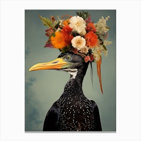 Bird With A Flower Crown Cormorant 4 Canvas Print