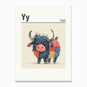 Animals Alphabet Yak 1 Canvas Print