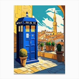 Tardis On The Terrace At Arles - Van Gogh inspired Art Print 7 Canvas Print