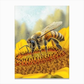 Halictidae Bee Storybook Illustration 7 Canvas Print